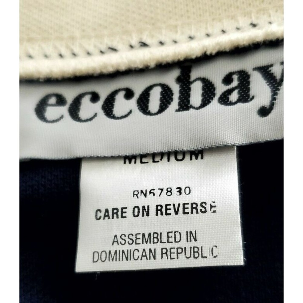 Eccobay Womens Sz M 2 in 1 Blue Ivory trim Sweater Long Sleeve Knit Top NWT - Picture 4 of 6